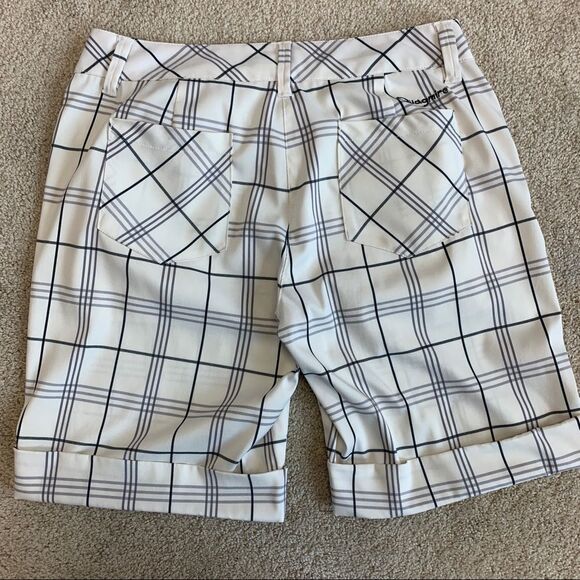 QUAGMIRE Golf White gray black striped plaid check shorts Sz 8 NWOT - Picture 3 of 11